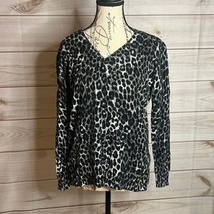 Michale Kors Leopard Print Sweater Top -Medium - C3